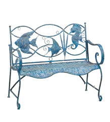 Plow & Hearth Outdoor Seating Sets | Outdoor Living Blue Tropical Fish Metal Bench