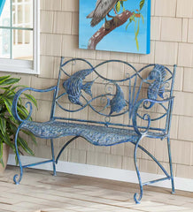 Plow & Hearth Outdoor Seating Sets | Outdoor Living Blue Tropical Fish Metal Bench