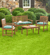Plow & Hearth Outdoor Seating Sets | Outdoor Living Lancaster Eucalyptus Outdoor Seating, 4-Piece Set - Natural