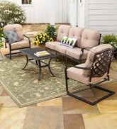 Plow & Hearth Outdoor Seating Sets | Outdoor Living Park Grove Cast Aluminum Outdoor 4-Piece Deep Seating Sofa Set With Cushions