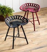 Plow & Hearth Outdoor Seating Sets | Outdoor Living Vintage Style Metal Tractor Seat Stool - Red