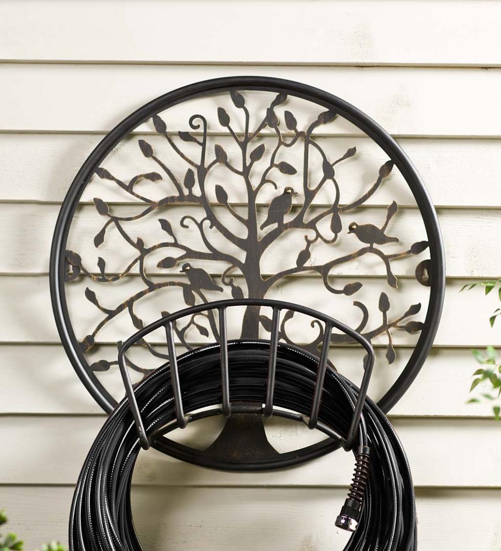 Plow & Hearth Outdoor Wall Art | Outdoor Living Tree Of Life Metal Hose Holder
