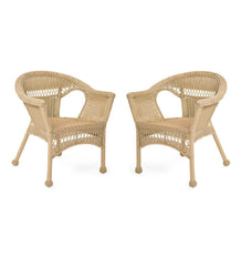 Plow & Hearth Outdoor Wicker | Outdoor Living Easy Care Resin Wicker Chairs, Set Of 2 - Black