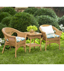 Plow & Hearth Outdoor Wicker | Outdoor Living Easy Care Resin Wicker Chairs, Set Of 2 - Black