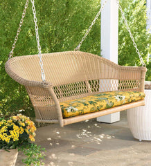 Plow & Hearth Outdoor Wicker | Outdoor Living Easy Care Resin Wicker Swing - Natural