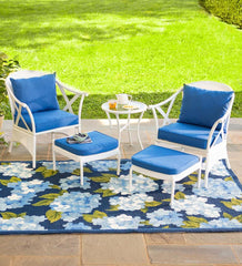 Plow & Hearth Outdoor Wicker | Outdoor Living Five Piece White Wicker Patio Furniture Set With Cushions - White