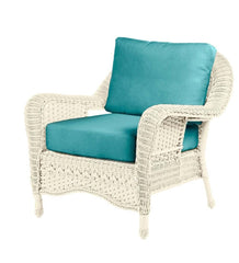 Plow & Hearth Outdoor Wicker | Outdoor Living Prospect Hill Outdoor Wicker Deep Seating Chair With Cushions - Cloud White With Midnight Navy Cushions