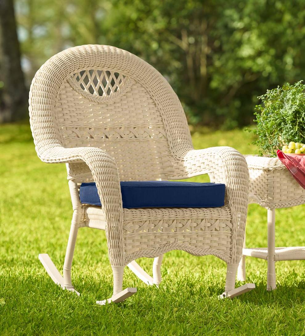 Plow & Hearth Outdoor Wicker | Outdoor Living Prospect Hill Wicker Rocker - Driftwood