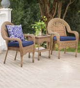 Plow & Hearth Outdoor Wicker | Outdoor Living Prospect Hill Wicker Set Of Two Chairs And End Table - Cloud White