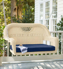 Plow & Hearth Outdoor Wicker | Outdoor Living Prospect Hill Wicker Swing - Cloud White