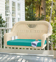 Plow & Hearth Outdoor Wicker | Outdoor Living Prospect Hill Wicker Swing - Cloud White
