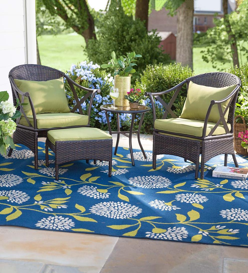 Plow & Hearth Outdoor Wicker | Outdoor Living Wicker Patio Furniture Set With Cushions - Light Green