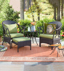 Plow & Hearth Outdoor Wicker | Outdoor Living Wicker Patio Furniture Set With Cushions - Light Green