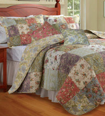 Plow & Hearth Quilts & Bedspreads | Indoor Living Cotton Wildflower Patchwork Block Quilt Bonus Set