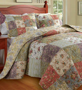 Plow & Hearth Quilts & Bedspreads | Indoor Living Cotton Wildflower Patchwork Block Reversible Bedspread And Shams