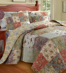Plow & Hearth Quilts & Bedspreads | Indoor Living Cotton Wildflower Patchwork Block Reversible Bedspread And Shams