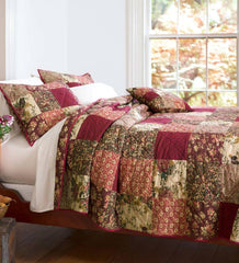 Plow & Hearth Quilts & Bedspreads | Indoor Living Cranberry Floral Patchwork Quilt Set