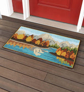 Plow & Hearth Small Accent Rugs | Indoor Living Indoor/Outdoor Mountain Lake Hooked Polypropylene Accent Rug