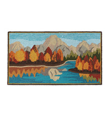 Plow & Hearth Small Accent Rugs | Indoor Living Indoor/Outdoor Mountain Lake Hooked Polypropylene Accent Rug