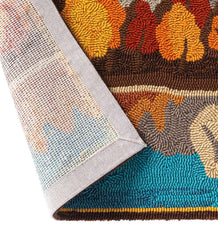 Plow & Hearth Small Accent Rugs | Indoor Living Indoor/Outdoor Mountain Lake Hooked Polypropylene Accent Rug