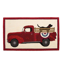 Plow & Hearth Small Accent Rugs | Indoor Living Indoor/Outdoor Patriotic Pooch Hooked Polypropylene Accent Rug