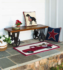 Plow & Hearth Small Accent Rugs | Indoor Living Indoor/Outdoor Patriotic Pooch Hooked Polypropylene Accent Rug
