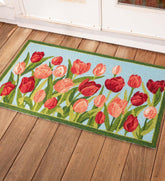 Plow & Hearth Small Accent Rugs | Indoor Living Indoor/Outdoor Pink Tulips Hooked Polypropylene Accent Rug