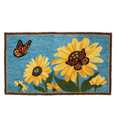 Plow & Hearth Small Accent Rugs | Indoor Living Indoor/Outdoor Sunflower And Butterfly Hooked Polypropylene Accent Rug