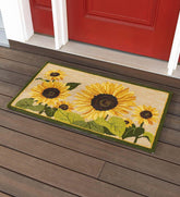 Plow & Hearth Small Accent Rugs | Indoor Living Indoor/Outdoor Sunflower Hooked Polypropylene Accent Rug