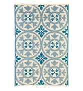 Plow & Hearth Small Accent Rugs | Indoor Living Reversible Blue Medallion Indoor/Outdoor Rug