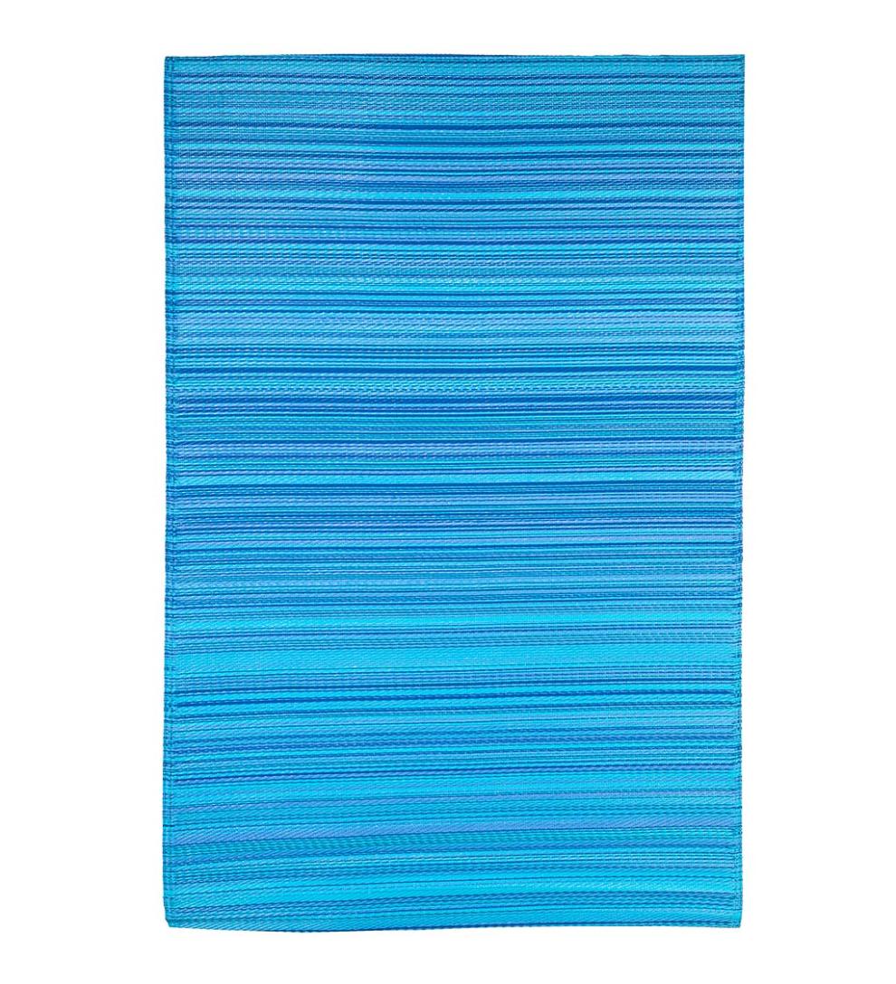 Plow & Hearth Small Accent Rugs | Indoor Living Reversible Blue Stripe Indoor/Outdoor Rug
