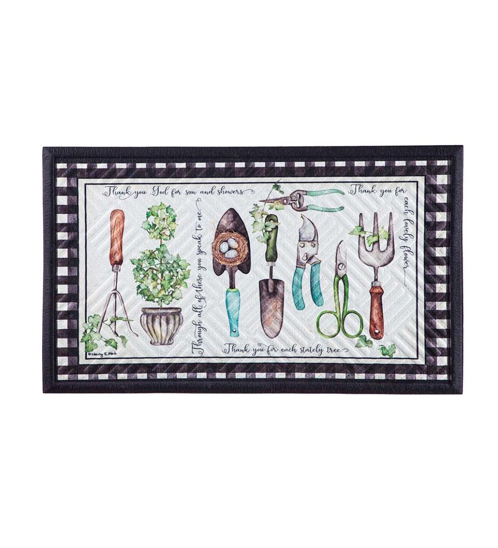 Plow & Hearth Small Accent Rugs | Indoor Living Spiritual Potting Shed Embossed Floor Mat