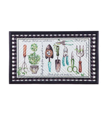 Plow & Hearth Small Accent Rugs | Indoor Living Spiritual Potting Shed Embossed Floor Mat