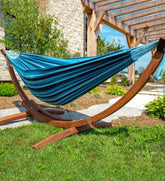 Plow & Hearth Swings & Hammocks | Outdoor Living Double Hammock With Stand - Blue Lagoon
