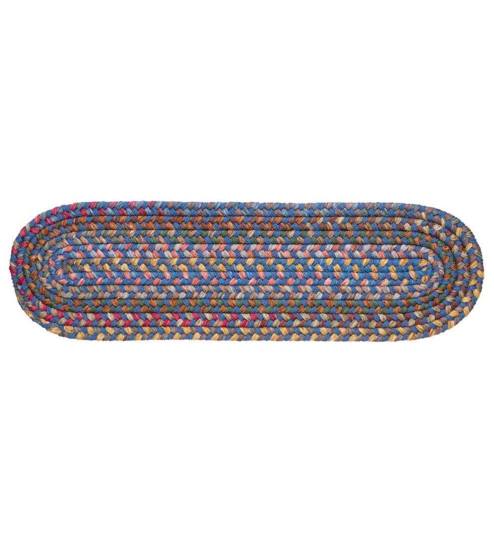 Plow & Hearth Synthetic Rugs | Indoor Living Afton Mountain Indoor/Outdoor Polypropylene Braided Stair Tread - Blue Opal