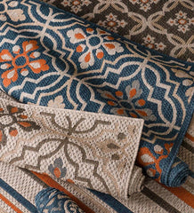 Plow & Hearth Synthetic Rugs | Indoor Living Cambridge Tilework Indoor/Outdoor Rug