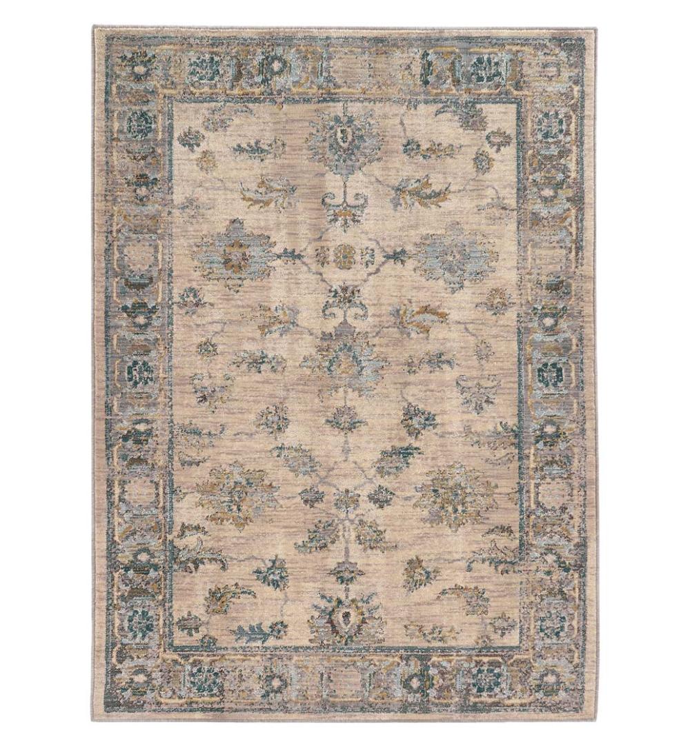 Plow & Hearth Synthetic Rugs | Indoor Living Covington Ivory And Blue Antiqued Floral Rug