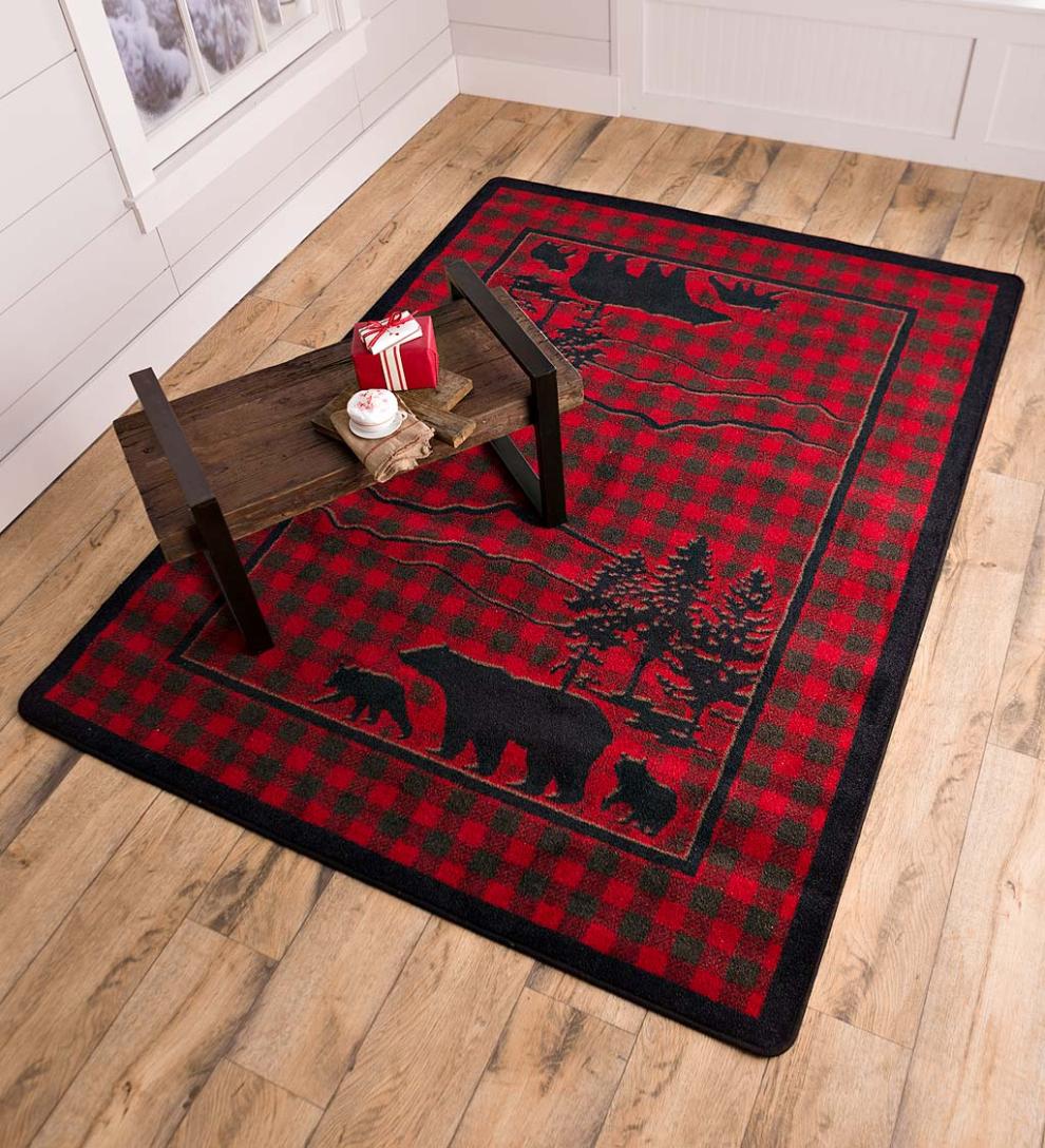 Plow & Hearth Synthetic Rugs | Indoor Living Huntington Bear Buffalo Check Endurastran Rug