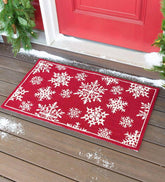 Plow & Hearth Synthetic Rugs | Indoor Living Indoor/Outdoor Snowflakes Holiday Hooked Accent Rug