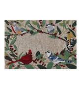 Plow & Hearth Synthetic Rugs | Indoor Living Indoor/Outdoor Synthetic Blend Birds Border Rug