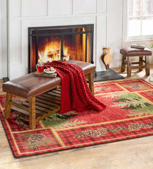Plow & Hearth Synthetic Rugs | Indoor Living Pine Cone Valley Plaid Endurastran Area Rug