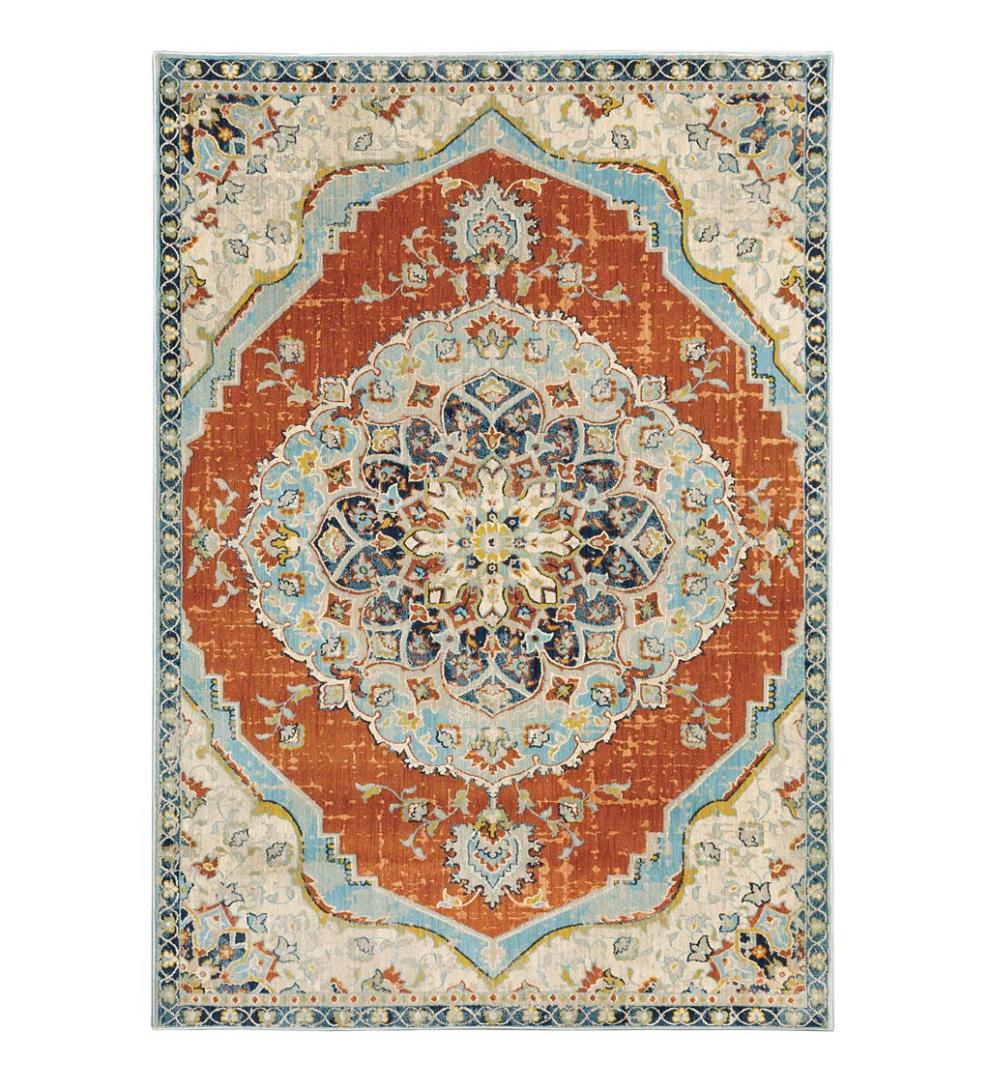 Plow & Hearth Synthetic Rugs | Indoor Living Silver City Medallion Polypropylene Rug
