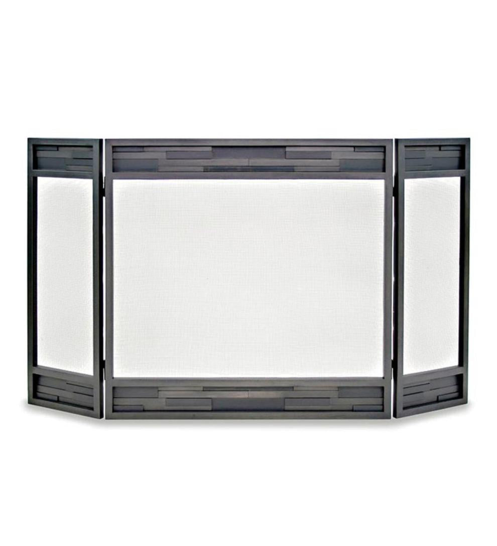 Plow & Hearth Tri-Panel Fireplace Screens | Fireplace & Hearth Lanier Tri-Panel Fireplace Screen In Natural Iron Finish