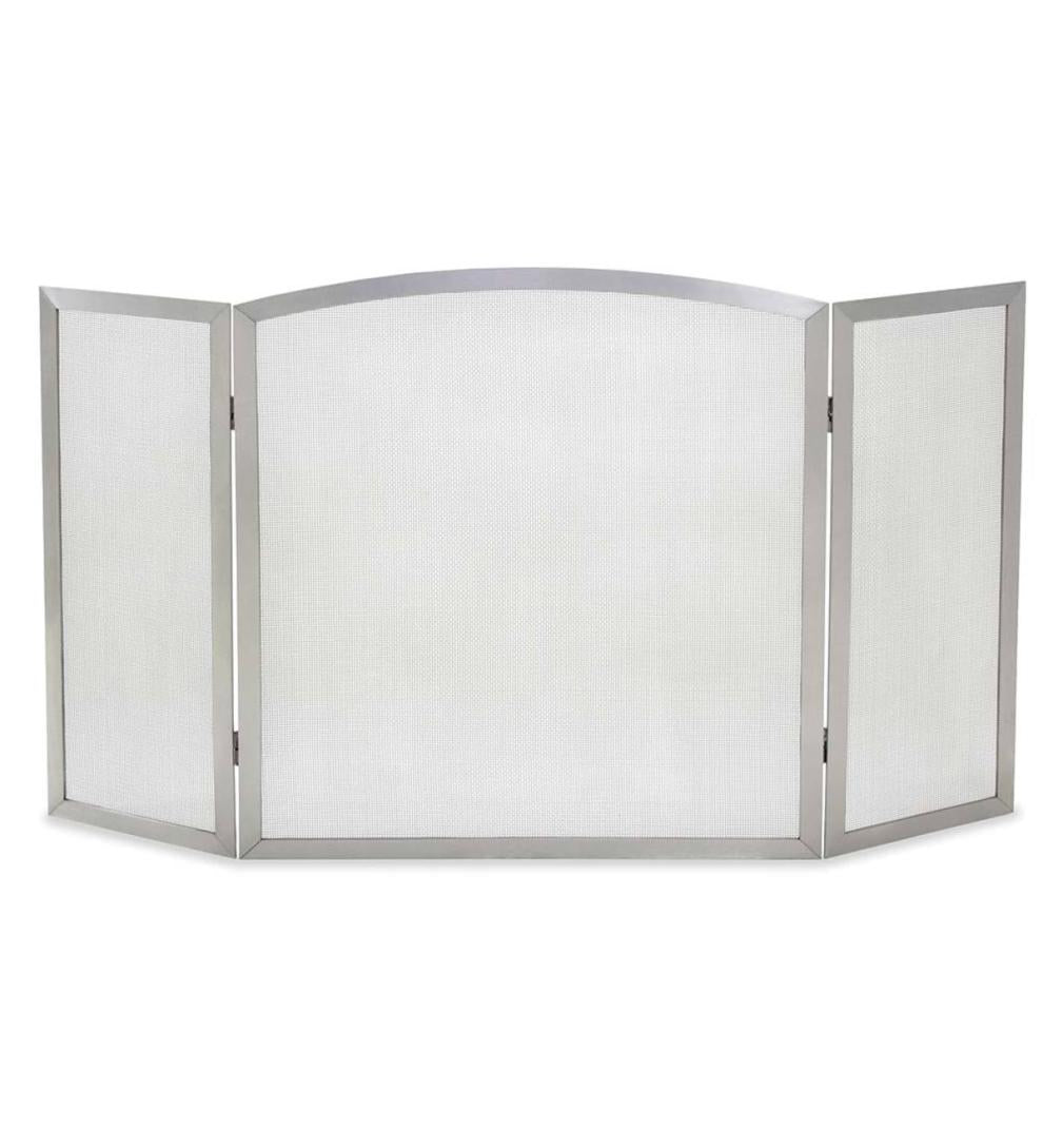 Plow & Hearth Tri-Panel Fireplace Screens | Fireplace & Hearth Stainless Steel Newport Tri-Folding Fireplace Screen - Stainless Steel