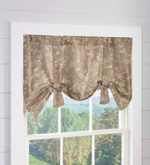 Plow & Hearth Valances | Indoor Living Floral Damask Bow Tie Window Valance - Blue
