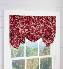 Plow & Hearth Valances | Indoor Living Floral Damask Bow Tie Window Valance - Blue