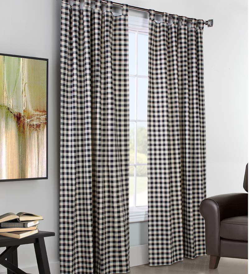 Plow & Hearth Valances | Indoor Living Thermalogic Energy Efficient Insulated Check Tab-Top Curtain Pairs