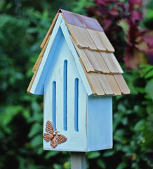 Plow & Hearth Wildlife Housing | Yard & Garden Butterfly Breeze Cypress Butterfly House - Blue