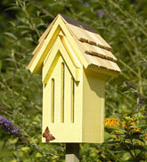 Plow & Hearth Wildlife Housing | Yard & Garden Mademoiselle Wood Butterfly House Shelter With Pole - Red
