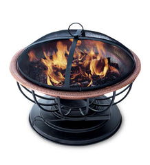 Plow & Hearth Wood Burning Fire Pits | Fireplace & Hearth Hammered Copper Fire Pit With Lid Converts To Table